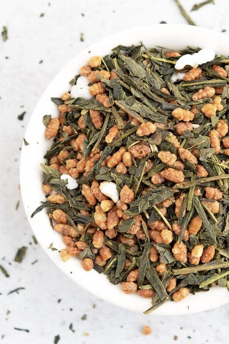 Thé vert Umami Bio Genmaicha issu des cultures japonaises, 100g - Feuilles de thé au riz frit -