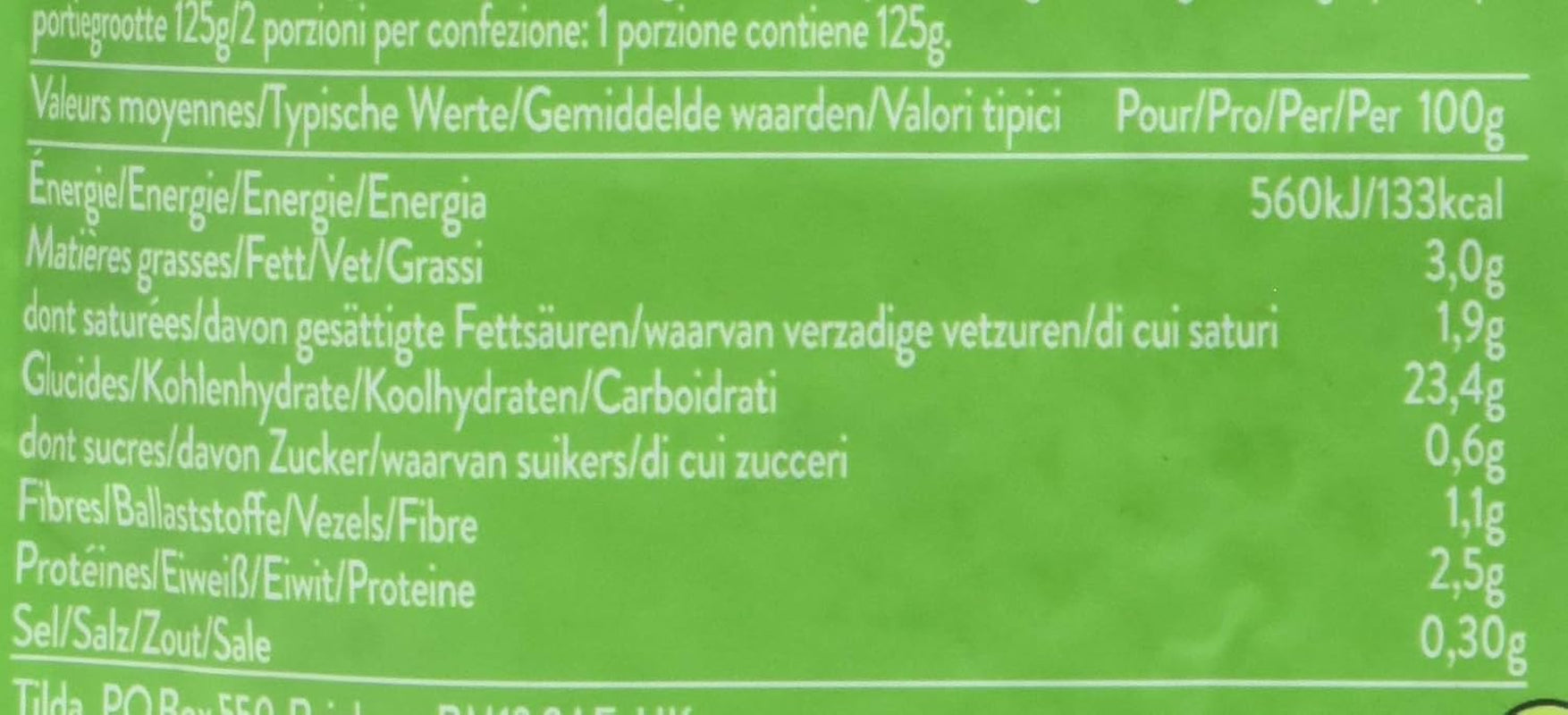 TILDA Riz basmati cuit à la vapeur au citron vert et coriandre pour le micro-ondes, 250 g