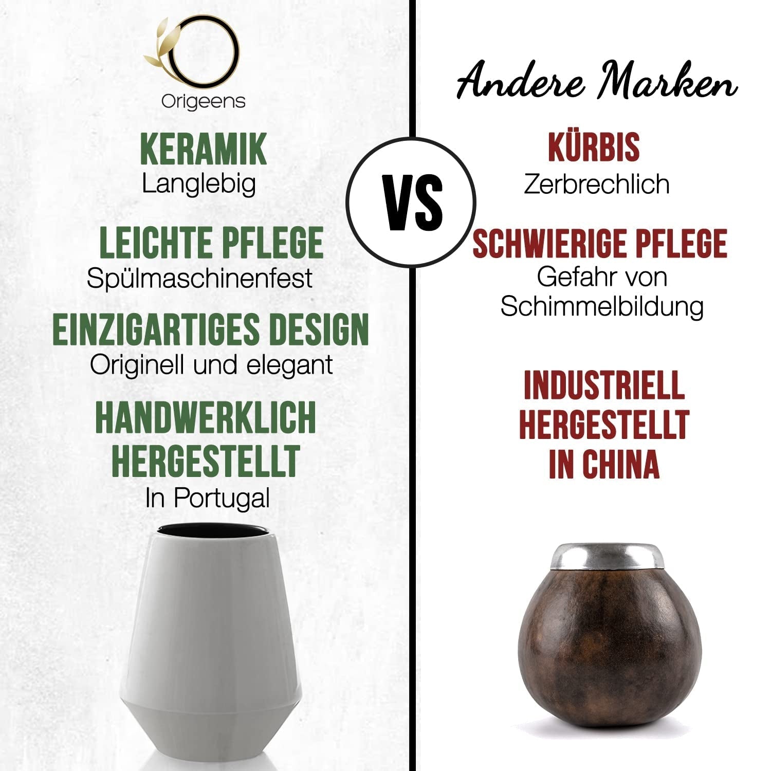 SERVICE À THÉ ORIGEENS MATE Avec tasse à maté portugais, bombilla et thé BIO Yerba Mate - Coffret cadeau original