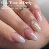 Ensemble de faux ongles – 240 pièces de faux ongles français à coller – Rose blanc dégradé design ongles artificiels couverture complète en gel doux naturel et confortable à porter (rose amande)