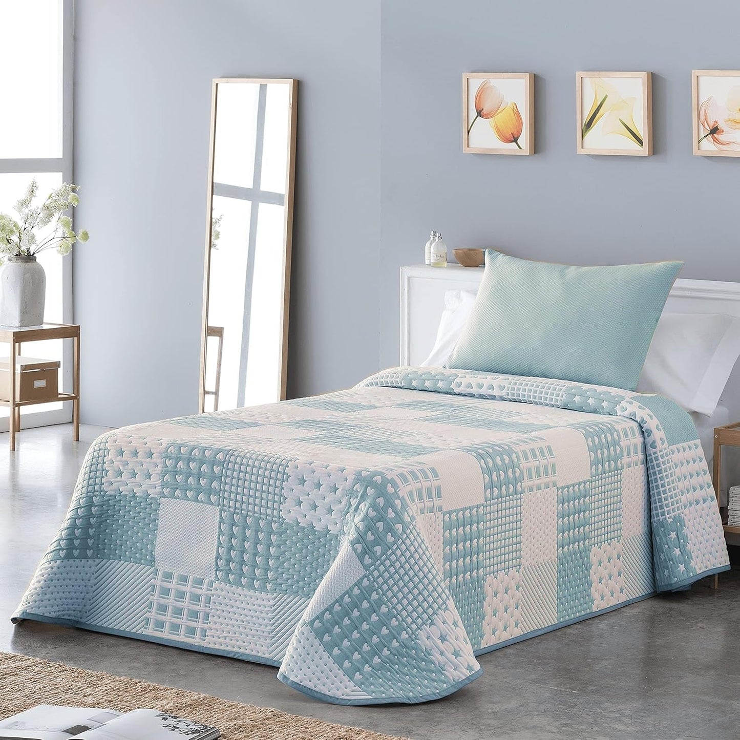 Couvre-lit clair Sofia 21 Pour lits doubles de 180 et 200 cm, Couvre-lit Pour lits de 180 et 200 cm, Lits et couvertures gris Besuche den VIALMAN-Store Blue Cama 180 Y 200 : 270 X 270 Cm