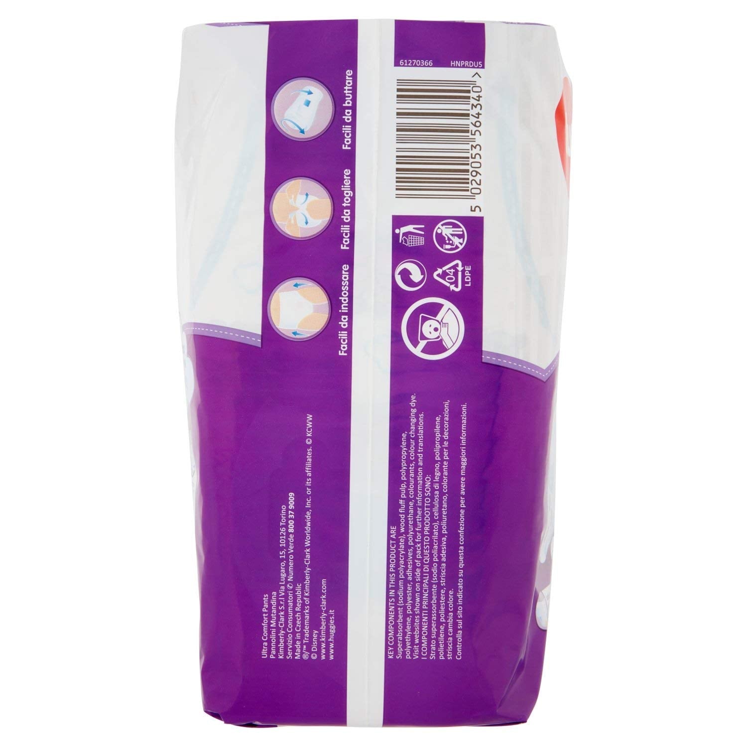 Huggies PANNOLINI Mutandina Couche jetable, garçons/filles, 12 kg, 17 kg, multicolore, 14 pièces (S)