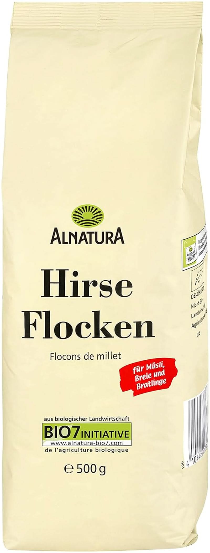 Flocons de millet bio, 500 grammes Cereale Naty Shop