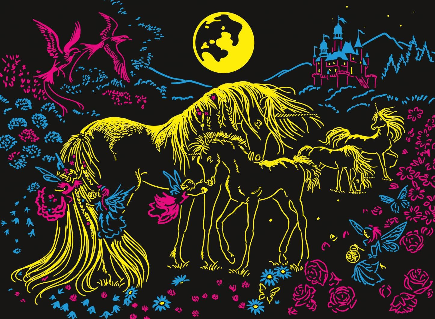 Puzzle Ravensburger pour enfants - 13670 Licornes au clair de lune - Puzzle lumineux licorne pour enfants 6+ 100 pièces au format XXL, brille dans le noir Puzzle Naty Shop