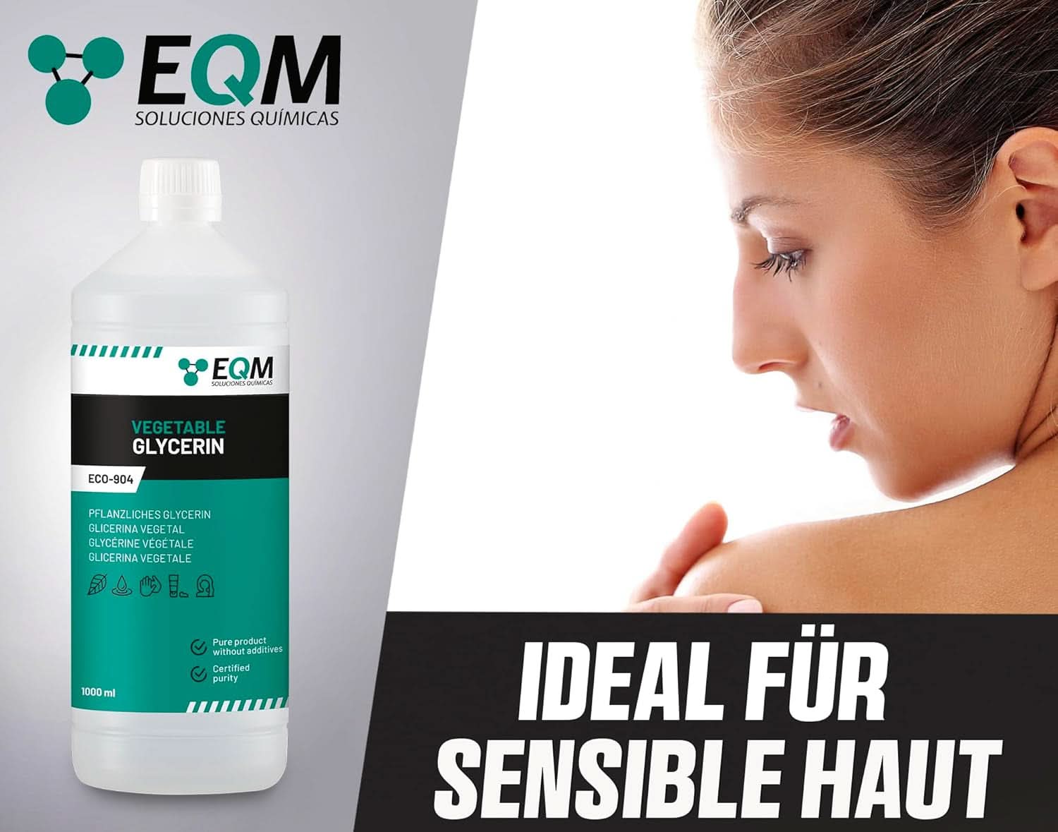 Glycérine végétale, 100% naturelle, hydratant naturel pour cheveux et peau, idéale pour les savons, shampoings, crèmes, 1 litre Douche et bain Naty Shop