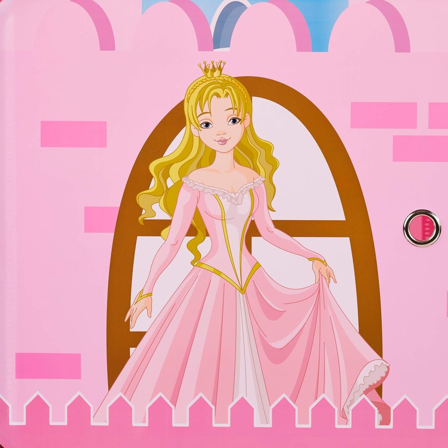 Etagère modulable Relaxdays pour chambre d'enfant, design château de princesse, plastique, meuble DIY avec portes, HL : 128 x 110 x 37 cm, rose