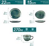 Service à café en grès Vancasso STARRY, service à café 12 pièces pour 4 personnes, comprenant des tasses à café et des soucoupes, look vintage