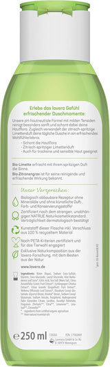 Lavera, Gel douche rafraîchissant au citron vert bio, 250 ml Douche et bain Naty Shop