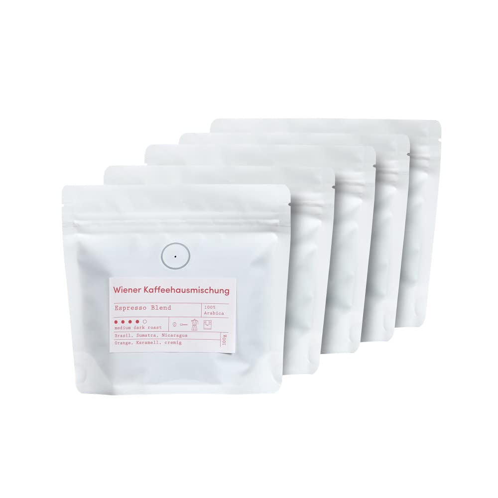 Coffret de dégustation expresso - 5 variétés de 100 g chacune - Bio et 100% Arabica - Origine et mélange uniques - Parfait pour les porte-filtres et les machines à expresso