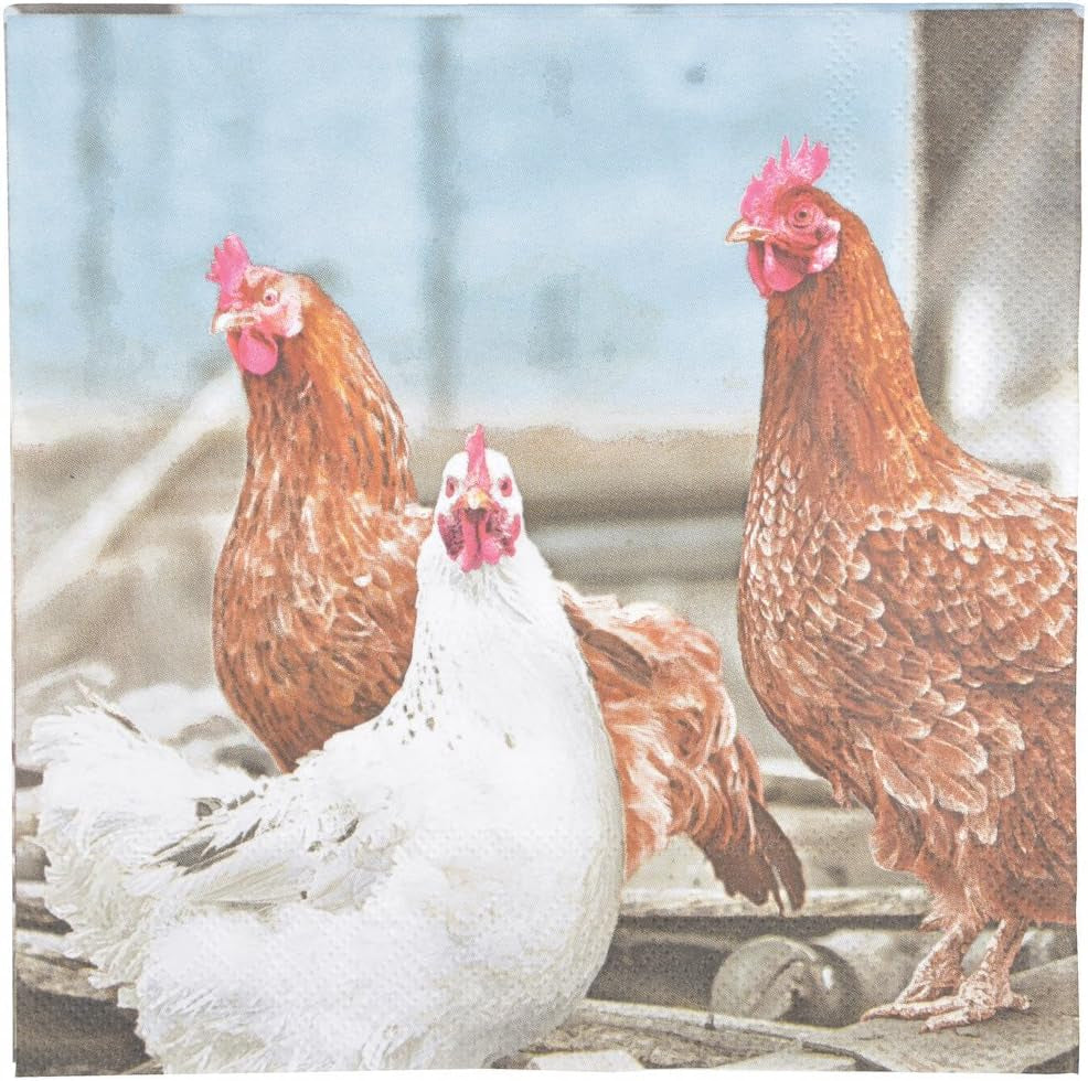 TP179 serviettes en papier, poulets, 33 X 33 X 0,1 cm, bleues