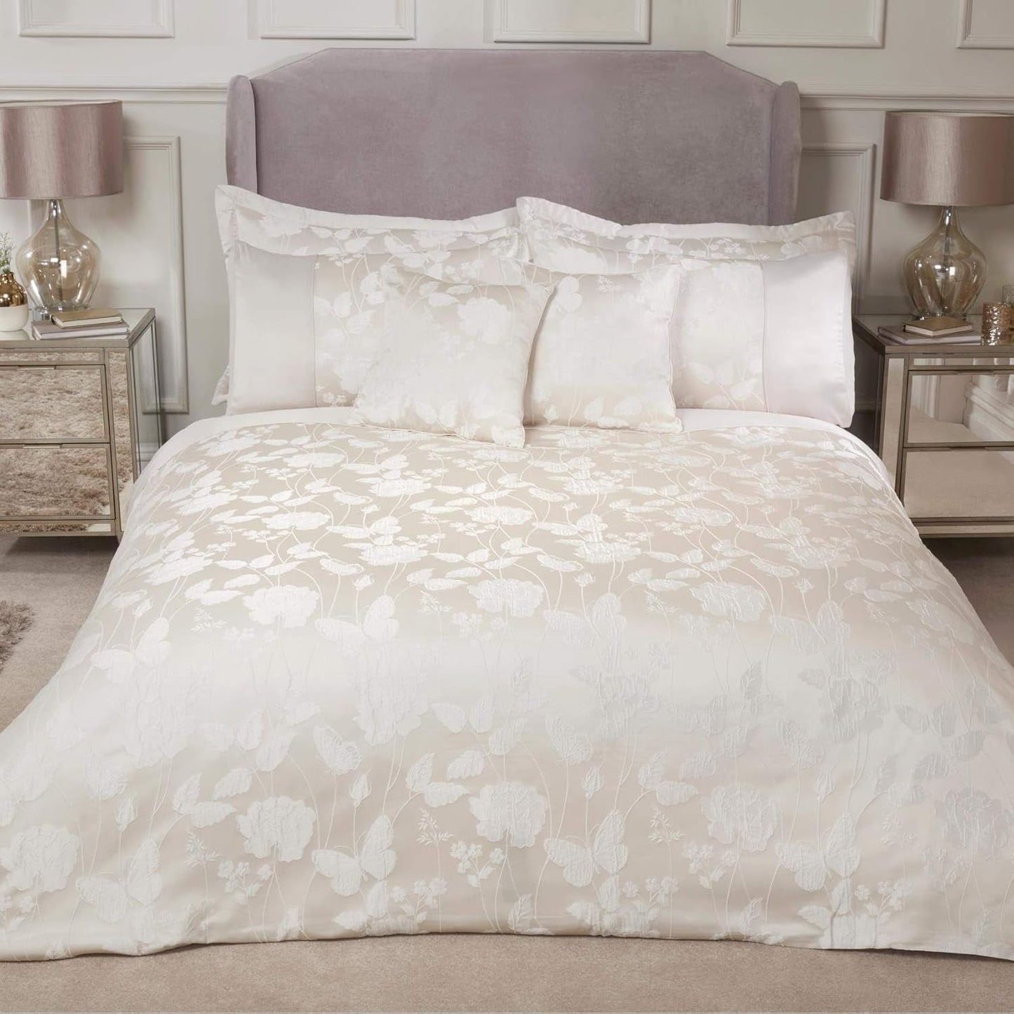 Butterfly Meadow Super King Quilt 100% Polyester Bleu Marine Couettes et Couettes Naty Shop Couleur Crème Super King