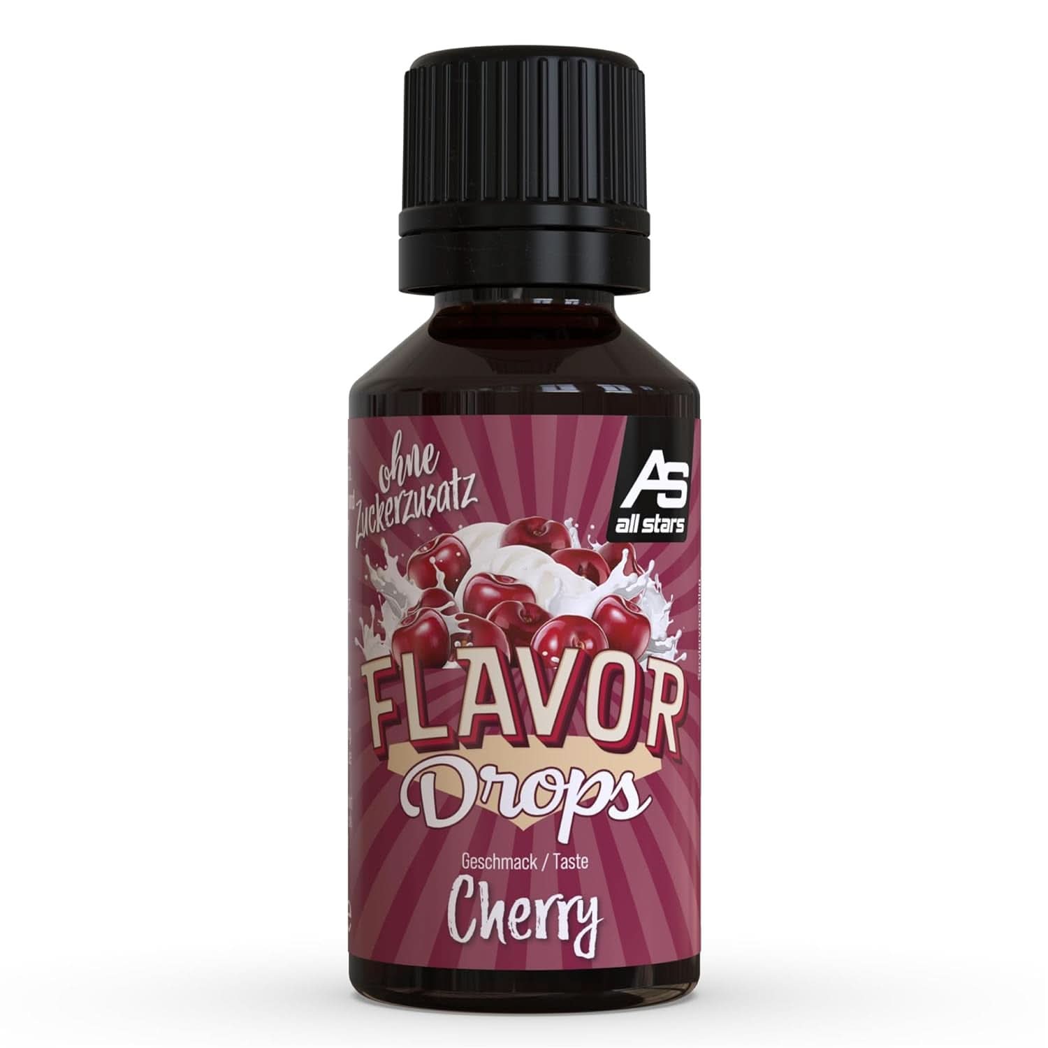 ALL STARS Flavor Drops, Gouttes aromatisées sans sucre ajouté et sans calories - Douceur et saveur pour l'alimentation, 30 ml Édulcorants Naty Shop Cerises 30 ml