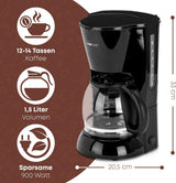Machine à expresso Clatronic® | Machine à expresso automatique pour 12-14 tasses (environ 1,5 litre) | Machine à expresso avec filtre et système anti-goutte | 900W | Expresso KA 3473 Noir