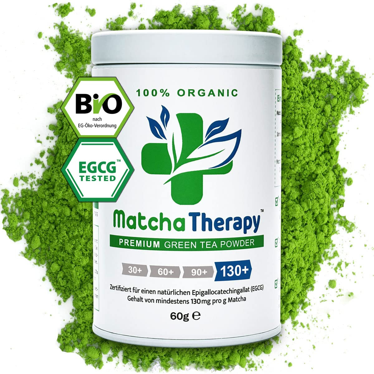Thérapie Matcha 30+ | Poudre de thé Matcha biologique | 60g | Avec une teneur vérifiée d'au moins 30 mg/g de catéchine EGCG | Soutient le système immunitaire et les niveaux d'énergie | Qualité cérémoniale | Thé vert du Japon