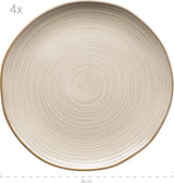 MÄSER 931371 Nottingham Vintage Series Service de table pour 4 personnes, service de table 8 pièces, assiettes plates et assiettes plates, rond irrégulier look rétro, grès, beige