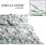 Ameliahome Couvre-lit Couvre-lit 260X280 Cm Double Face Facile d'entretien Quilting Motif Plante Motif Oiseau Multicolore Kingfisher Lits et Couvertures Besuche den AmeliaHome-Store