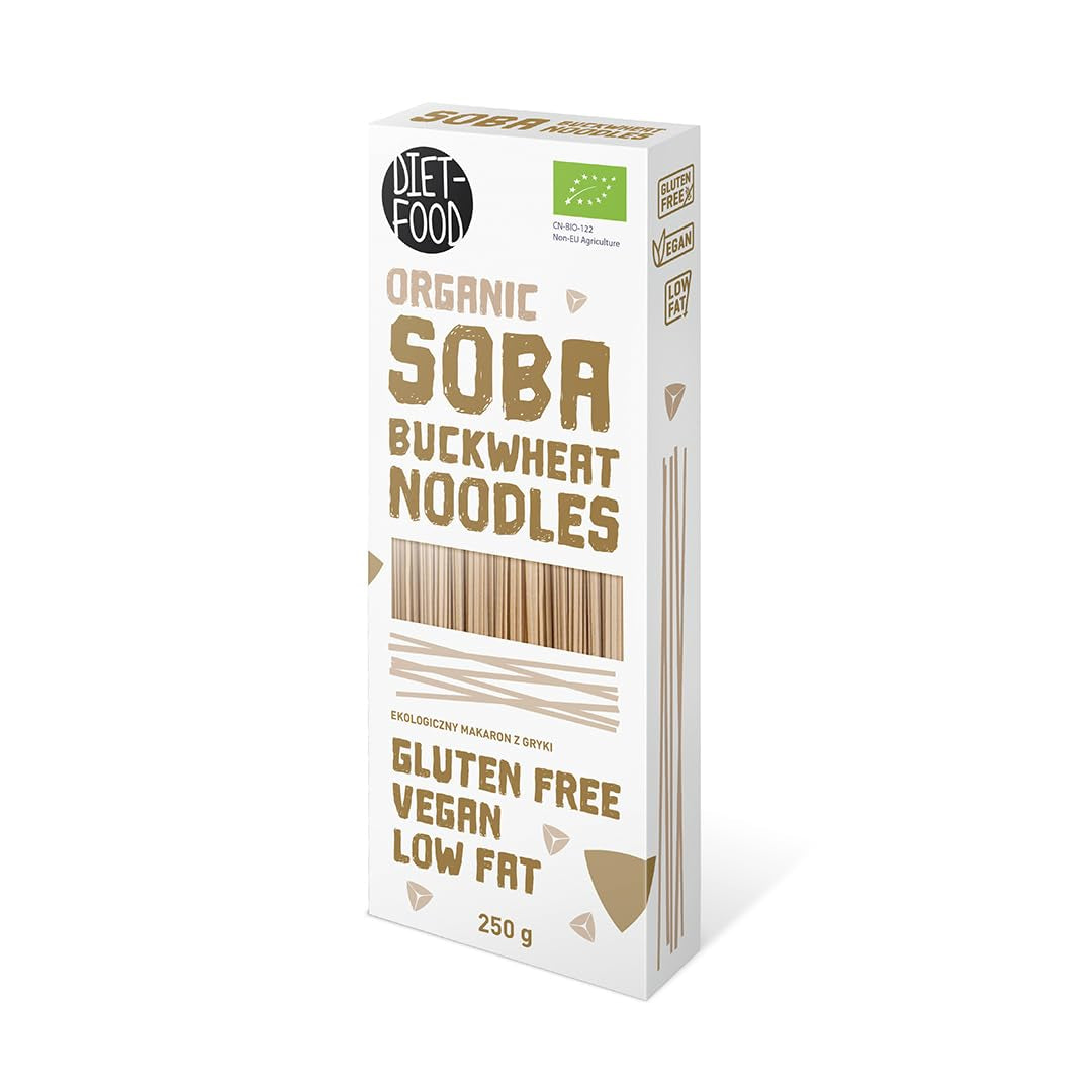 DIET-FOOD Bio Buchweizen Soba Nudeln Lebensmittel Pasta Vegane Glutenfreie Lactosefrei Sojafrei Nudeln for Vegetarier and Veganer 250 Gramm