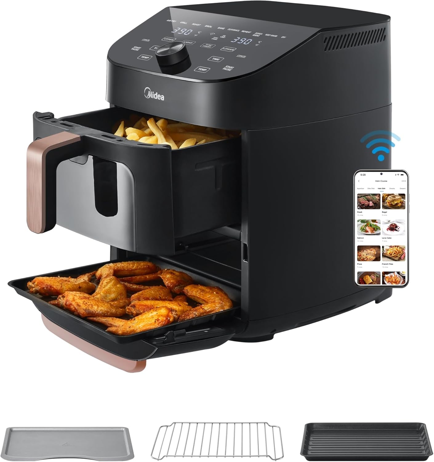 Friteuse à air chaud Midea 2L, friteuse à air 1150W, sans huile, friteuse à air chaud, fonction d'arrêt automatique, appareils ménagers Naty Shop 11L