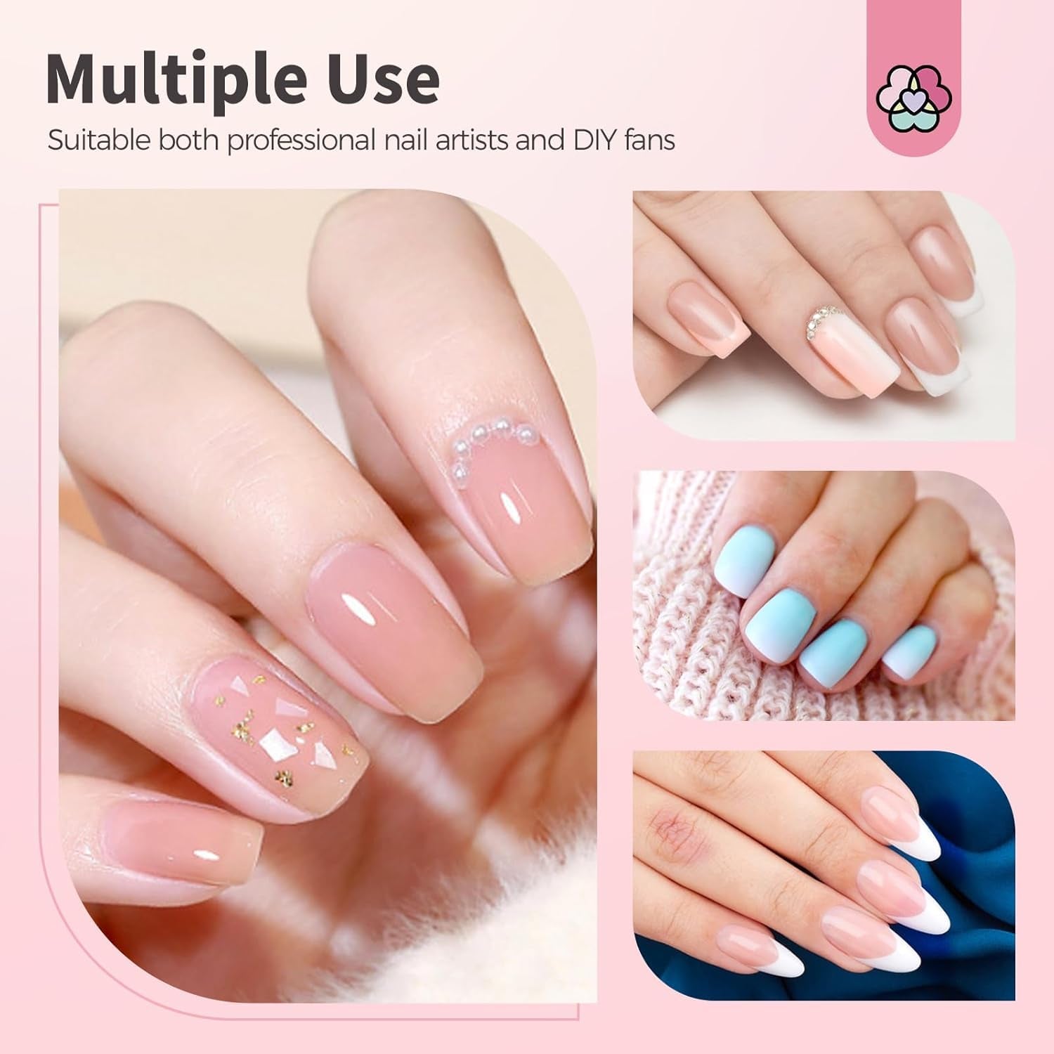 125 Nail Art Schwämme et 4 Krallen Nail Sponge Metallgreifer pour Ombre et Gradient Nageldesign, Nagelkunst-Schwamm Pinsel, Maniküre Zubehör für Nägel, Nail Art Schwämme pour Babyboomer Effet DIY