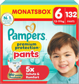 Pantalon de protection Pampers Premium Taille 7, 123 couches, 15 kg+, avec réglage à 360° et poignets anti-fuites souples pour un confort et une protection optimaux