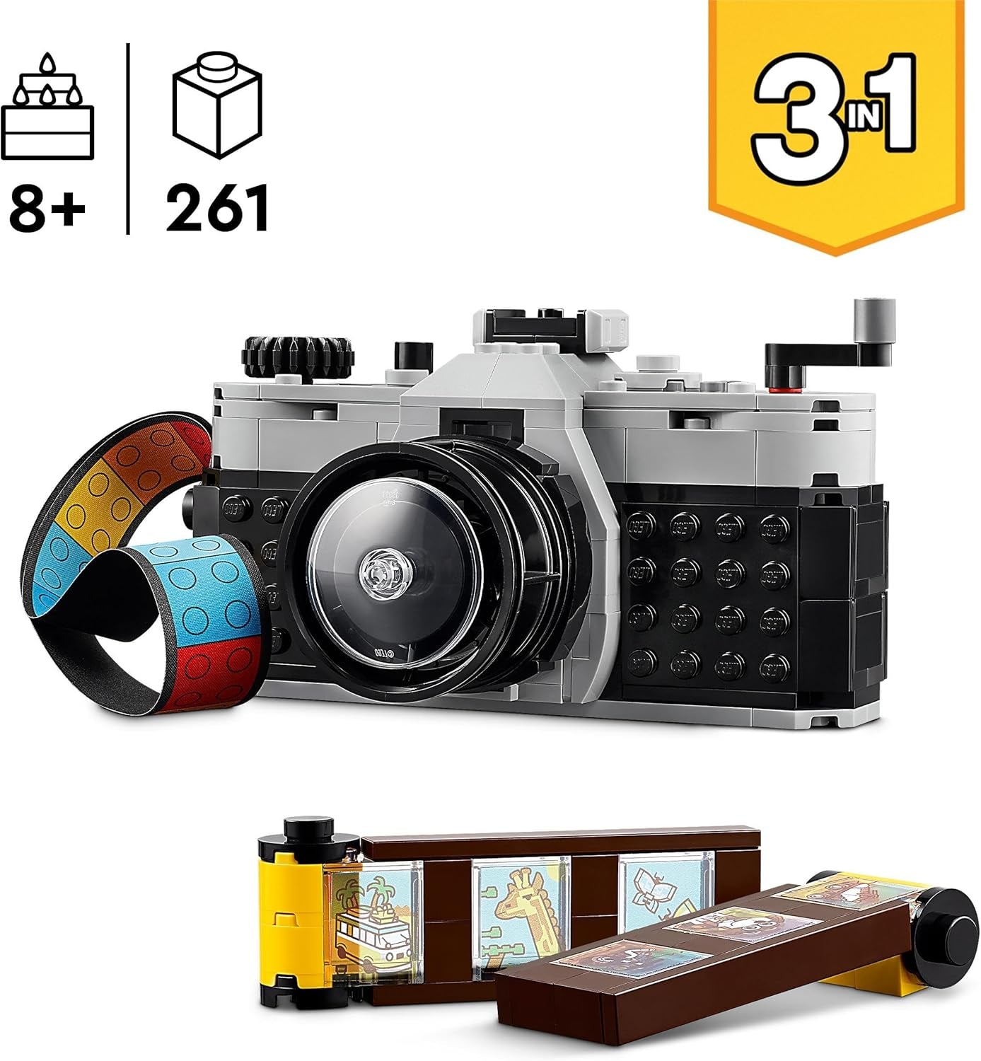 LEGO Creator Jouet appareil photo rétro 3 en 1, caméscope, téléviseur, décorations de bureau pour enfants ou accessoires de chambre, cadeaux de photographie pour filles et garçons de 8 ans 31147 Ensembles de construction Besuche den LEGO-Store
