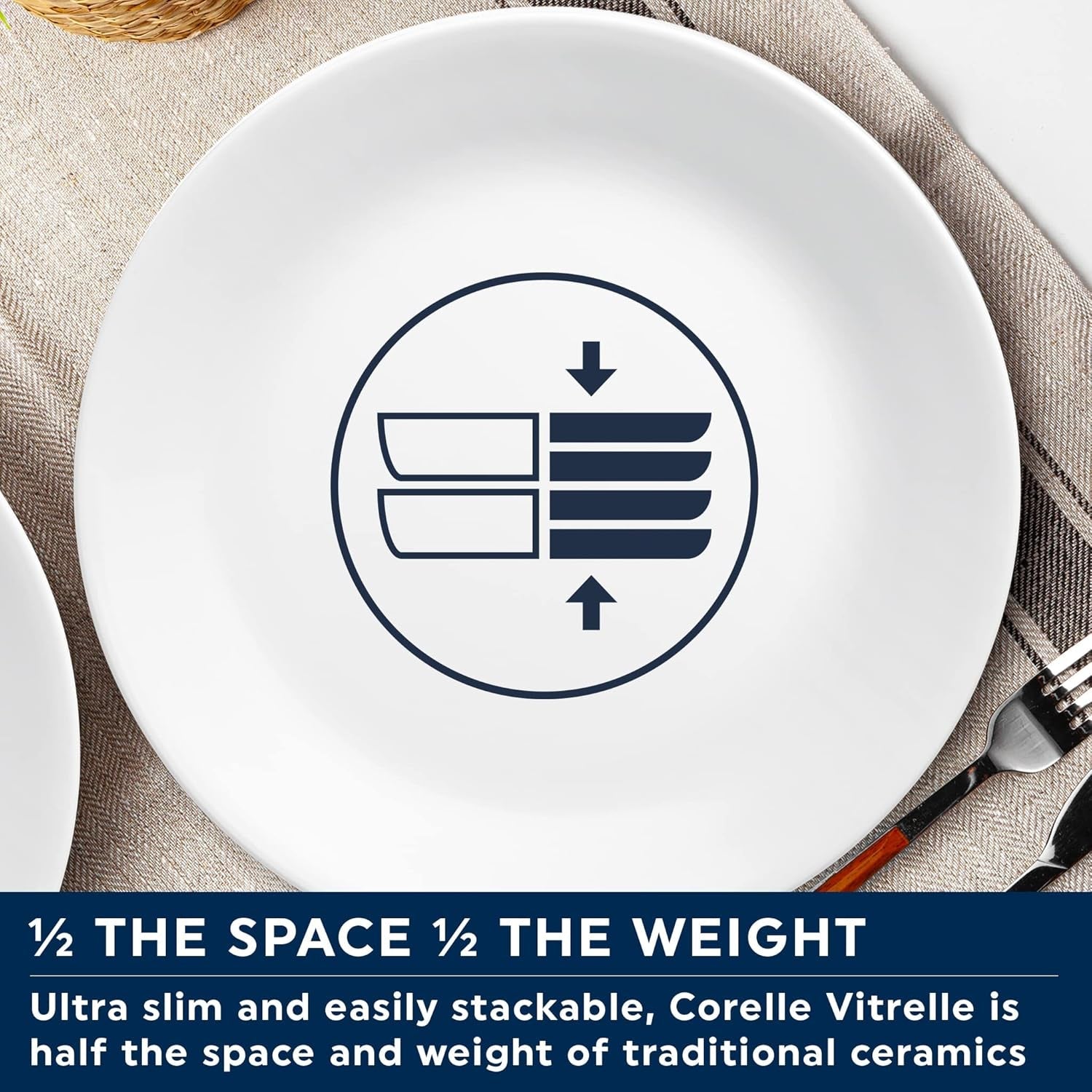Service de table Winter Frost pour 4, 12 pièces, vaisselle en verre Vitrelle™ ultra-durable de qualité supérieure, passe au lave-vaisselle, au micro-ondes et au micro-ondes, design hivernal festif