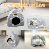 Katzenhöhle Plüsch Katzenhaus mit Waschbarem Kissen Faltbare Katzenzelt Höhle mit Handle Weiches and Warmes Katzenbett für Drinnen 33x33x35cm