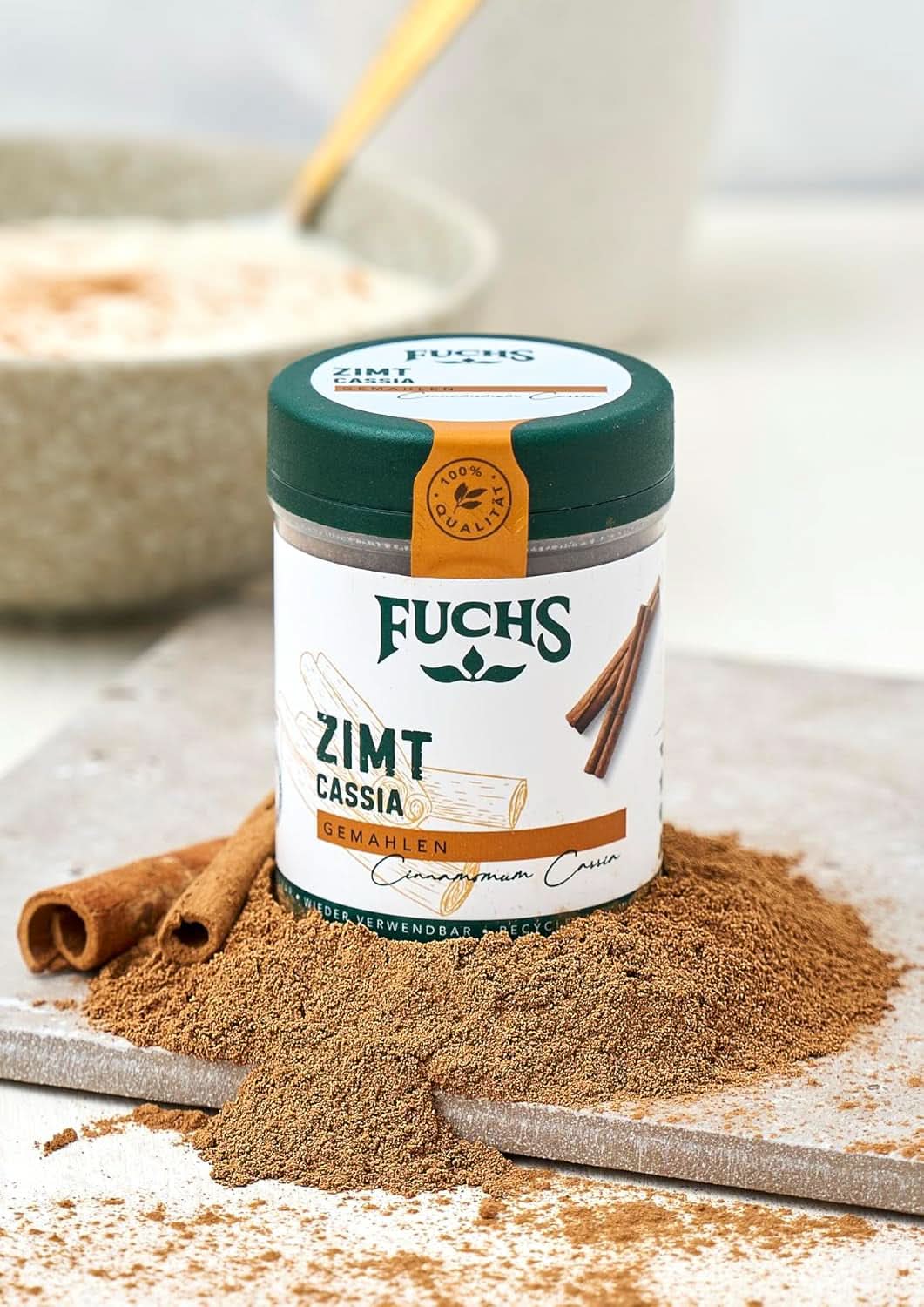 Cannelle Cassia moulue Fuchs - Pour aromatiser pâtisseries, desserts ou thés, 45 grammes Condiments Naty Shop