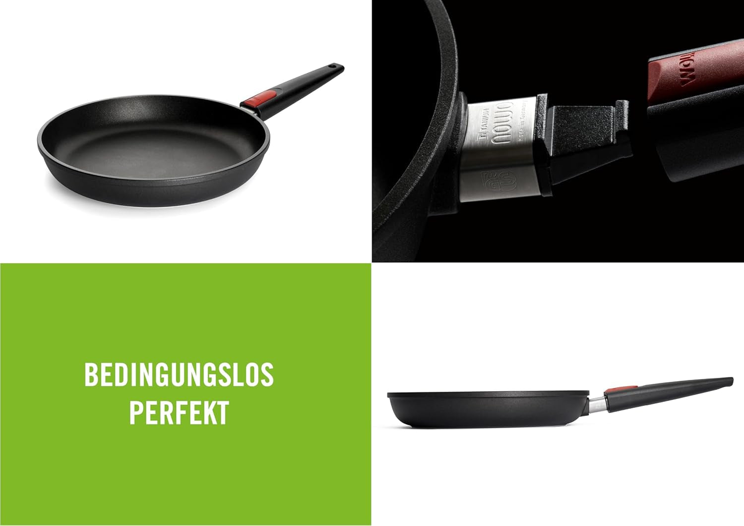 Poêle plate Woll Nowo Titanium - Induction, hauteur 5 cm, poignée amovible - pour tous types de feux, Fonte d'aluminium, revêtement antiadhésif Casseroles et poêles Naty Shop