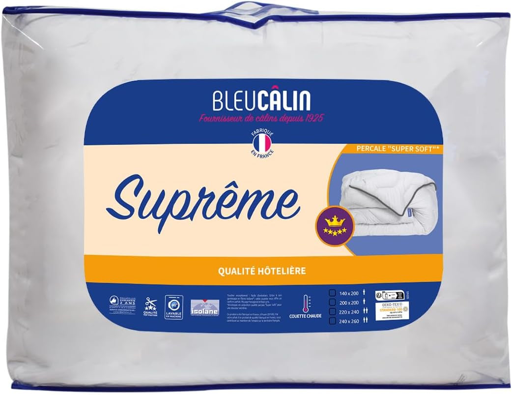 Couverture suprême Bleu Câlin, très chaude, enveloppe extra douce, super douce, confort hôtelier, 140 X 200 cm Couettes et couettes Naty Shop
