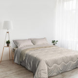 Housse de couette Foppapedretti Nacht&Natur pour lit double 2P; pétales de sable, housse 100% coton, Made in Italy Couettes et quilts Naty Shop