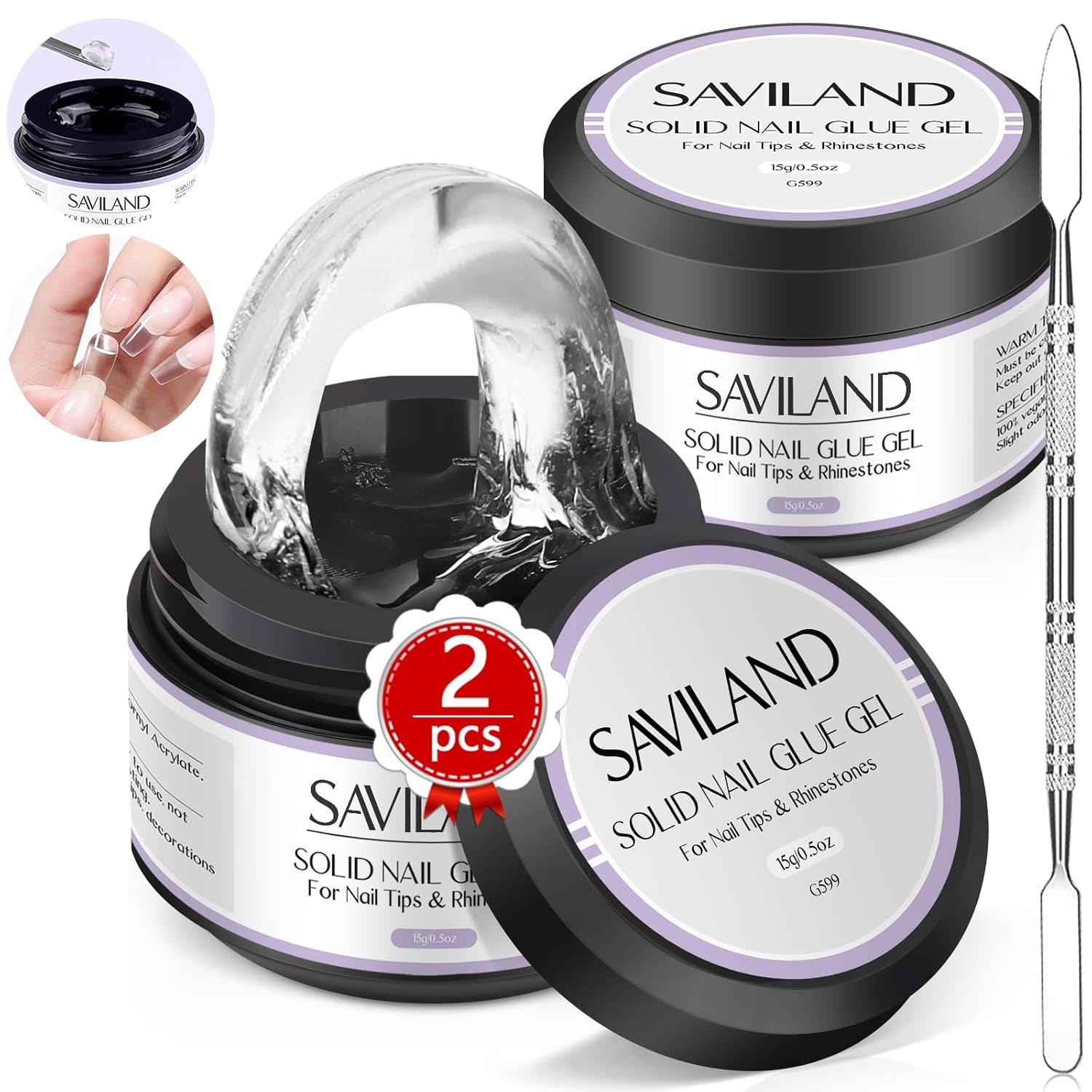 SAVILAND Fester Nagelkleber Gel: 30-Tage Lang Anhaltender Stronger Nagelkleber Für Press on Nails Falsche Nagelspitzen 15Ml U V Nagelkleber 3D Gel-Nagelkunst-Kleber for Verwendung Im Salon Zu Hause
