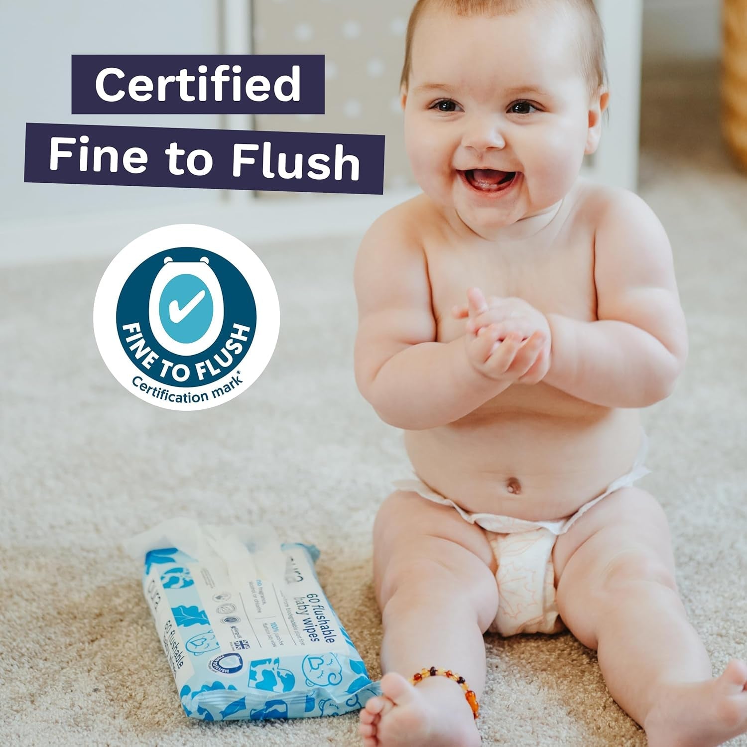 Lingettes jetables écologiques pour peau sensible de bébé, 70 lingettes (1 paquet) 99 % d'eau, 100 % sans plastique, pour peaux sensibles sujettes à l'eczéma, nouveau-né, biodégradables, végétaliennes