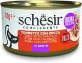 Thon au potiron en bouillon, nourriture humide complémentaire pour chat, recette originale, 100% naturelle, 12 boîtes de 70g chacune