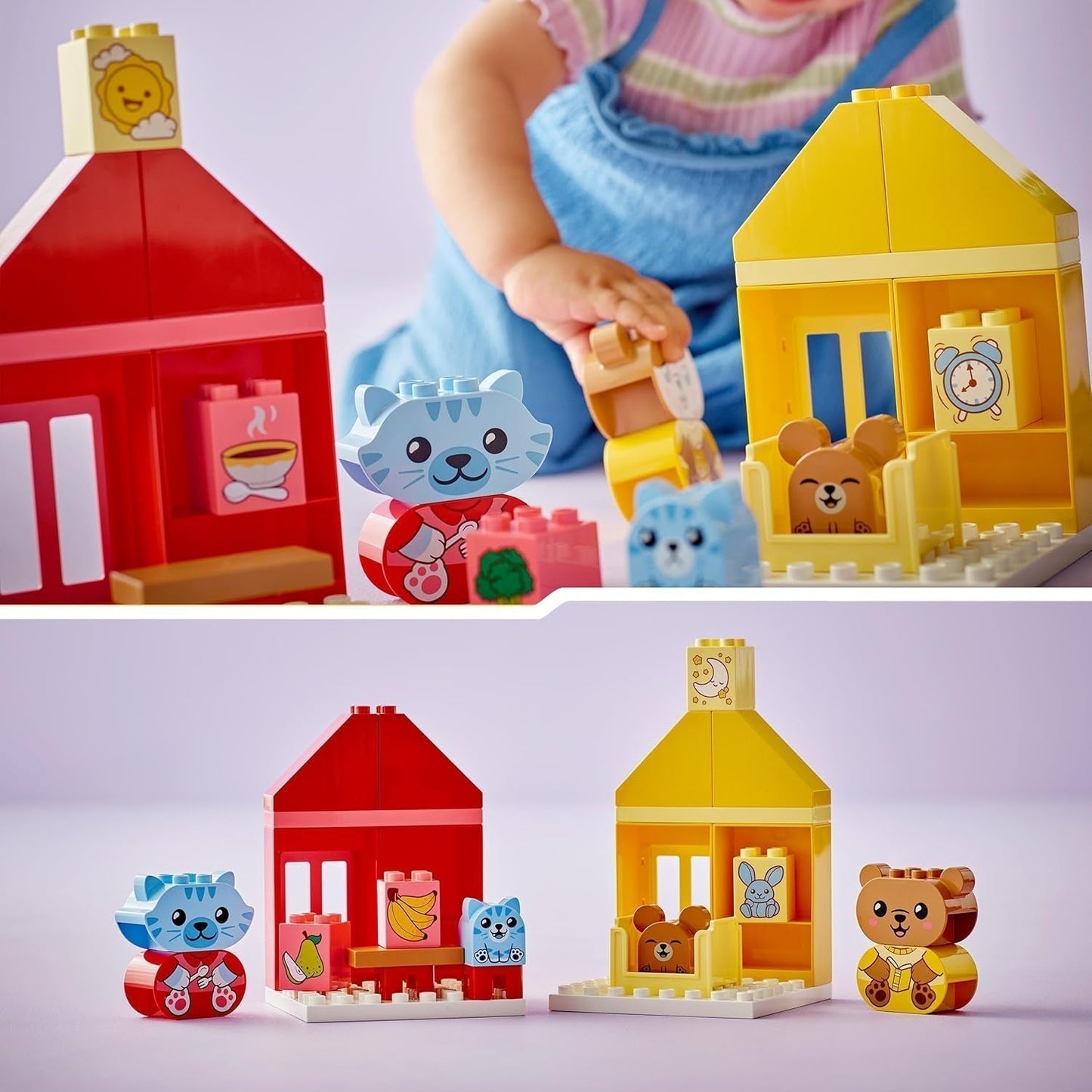 LEGO DUPLO Routines quotidiennes : manger et dormir, jouet éducatif pour encourager le développement social et émotionnel, avec 4 figurines d'animaux, cadeau pour les enfants à partir de 18 mois 10414 Jeux de construction Besuche den LEGO-Store