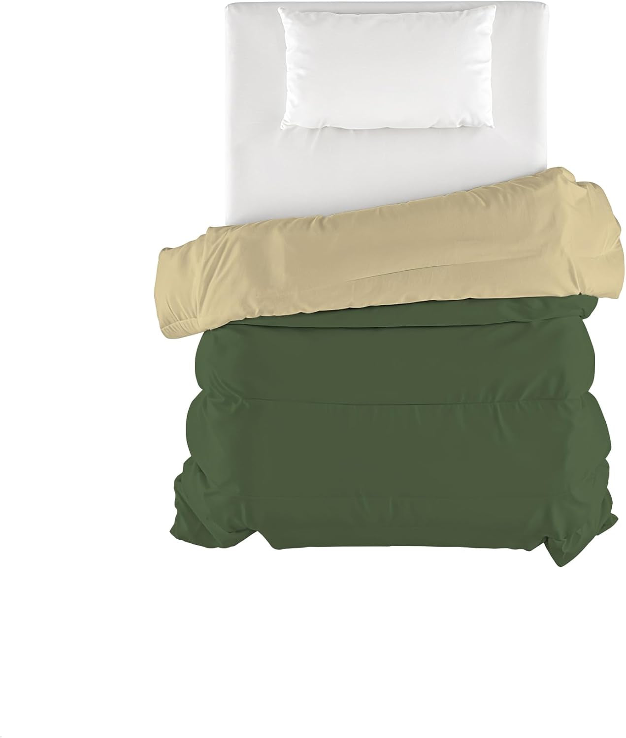 Couette d'hiver basique, unie et doublée, vert foncé/crème, 200X245Cm Couettes et couettes Naty Shop