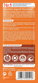 Masque capillaire à l'huile d'argan - anti-frisottis - pour cheveux abîmés et fragiles VEGAN Masque capillaire Naty Shop