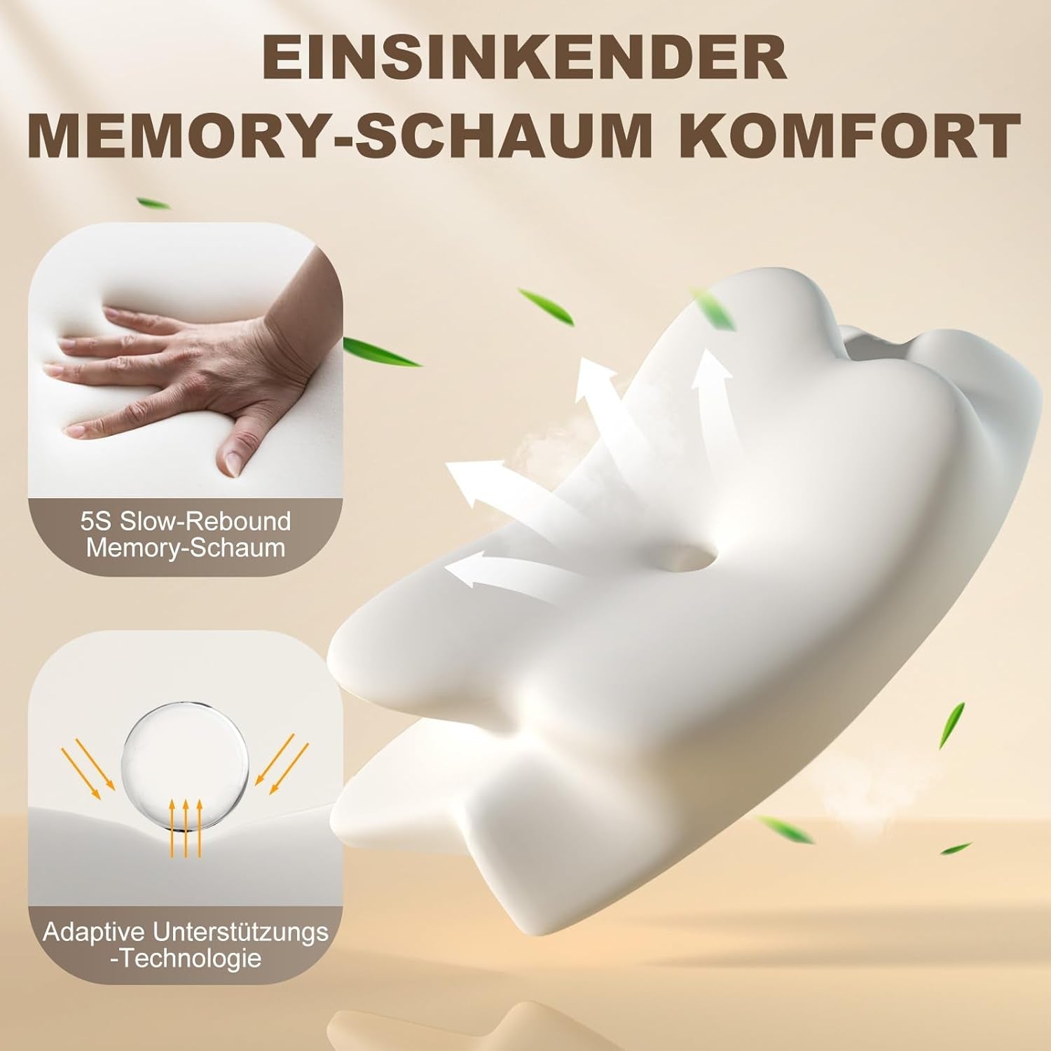 Oreiller ergonomique pour dormeur latéral - Oreiller cervical Oreiller de soutien pour les douleurs au cou et aux épaules Oreiller orthopédique en mousse à mémoire de forme Oreiller de soutien du cou pour le ventre, le dos et le côté avec soutien du cou Oreillers orthopédiques cervicaux Naty Shop