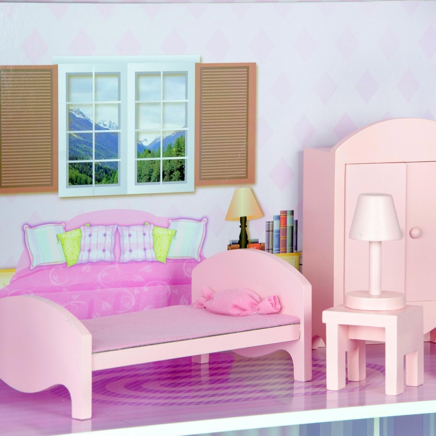 Maison de poupée géante Olivia's Small World, grande maison de poupée en bois avec meubles et accessoires, maison de poupée à 3 étages pour enfants, maison de poupée pour poupées de 12", 3 ans + Naty Shop Dollhouses