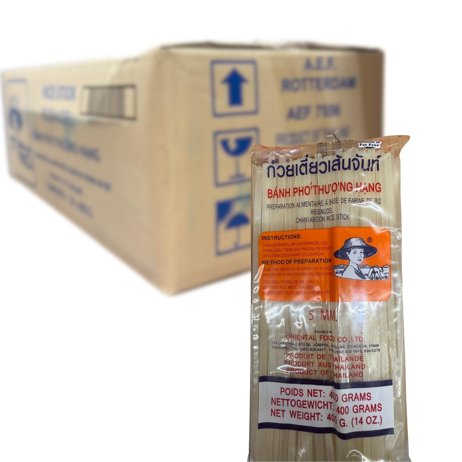 - Nouilles de riz (à droite) 5 mm, (1 x 400 g)