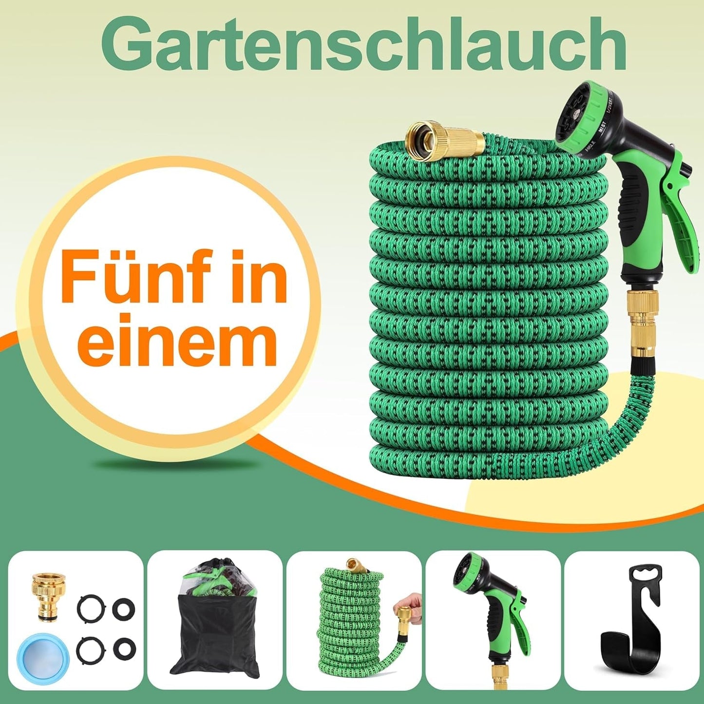 Tuyau d'arrosage extensible de 45 m, tuyau d'eau flexible rétractable automatique, 10 modes de pulvérisation, TPE 2500D, connecteurs métalliques, pour très grands jardins, agriculture, nettoyage