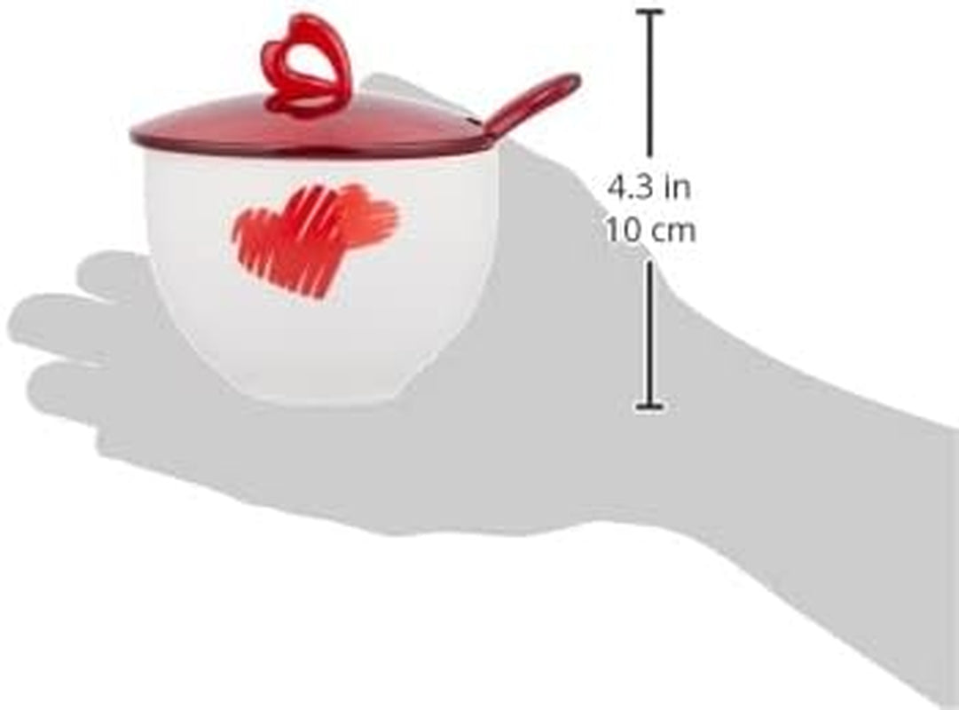 Guzzini - Love, sucrier avec cuillère - rouge transparent, 12,6 x 12,6 x h9,8 cm | 200cc-11470065