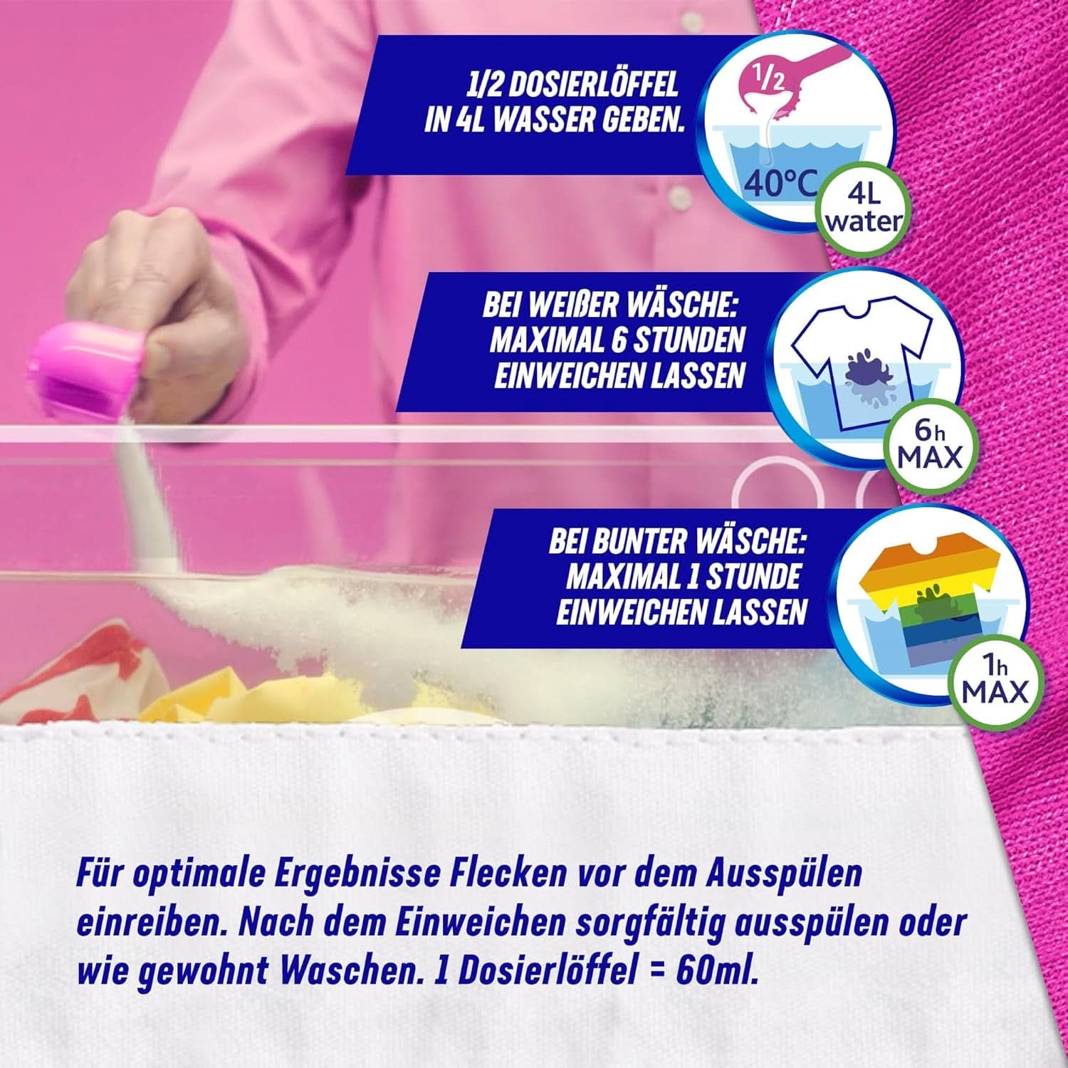 Vanish Oxi Action Powder Pink - 1,125 Kg - poudre détachante et améliorant le linge sans chlore - pour linge coloré Détergents à lessive Naty Shop