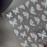 Aurora Muschel Schmetterling Nagelsticker Weiß Schmetterlinge Nail Sticker Gelee Relief Butterfly Nagelaufkleber Y2K Papillons Nagel Sticker Nägel Nageldesign Nagel Zubehör Nail Art Stickers Nailart