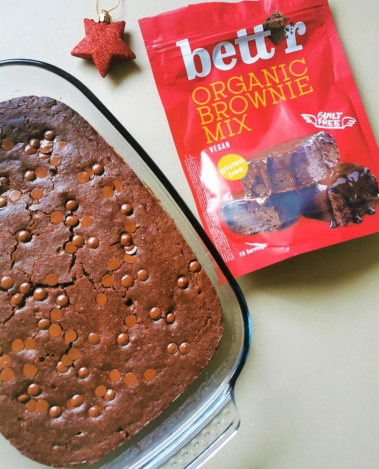Bettr Organic Brownie Mix - Brownies bio, végétaliens et sans gluten avec des biscuits secs riches - 400 G - 15 portions Naty Shop