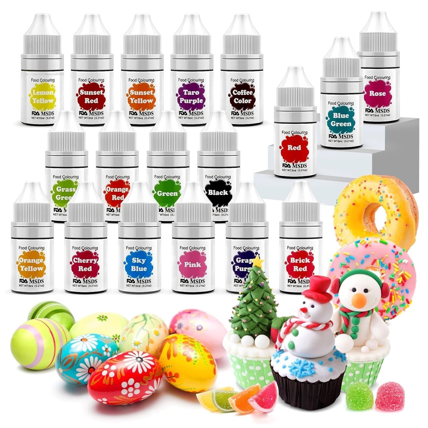 Colorant alimentaire 9 x 10 ml, colorant alimentaire liquide – ensemble de colorants alimentaires pour décorer des gâteaux, macarons, beignets, fudge, glaçage, savons DIY, crème glacée, colorant pour savon, colorant pour pistolet pulvérisateur