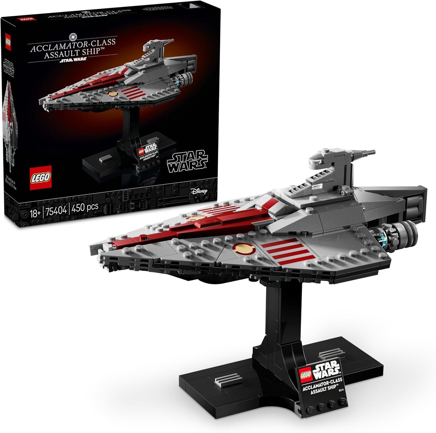 LEGO Star Wars 75404 Navire d'assaut de classe Acclamator de l'Attaque des clones - Vaisseau spatial à collectionner, construire et exposer - Ensemble de construction fantastique - Cadeau pour les adultes et les fans adolescents Ensembles de construction Besuche den LEGO-Store Default Title