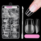 Full Cover Short Nails 120 pièces 12 tailles pointes d'ongles courtes pour ongles en gel colle sur ongles artificiels colle sur ensemble de lime à ongles polisseuse à ongles repousse-cuticules