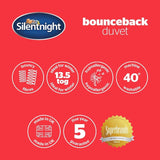 Couette rebond Silentnight, 13,5 tog, king size, tissu en coton mélangé, blanc, king size Couettes et couettes Naty Shop