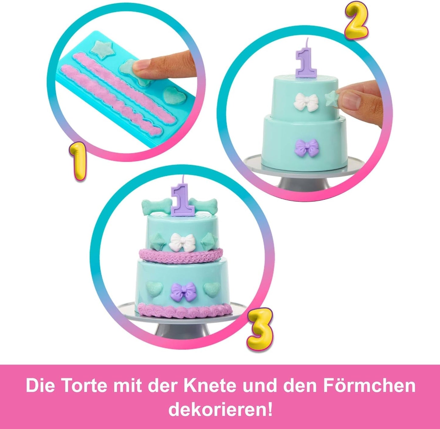Barbie Party Doll Sans boîte et accessoires Anniversaire Pet Series 10 Surprise Party Star Set comprenant effet de changement de couleur et décorations de gâteaux JFG72